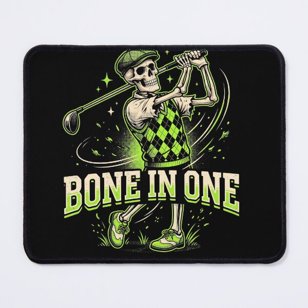 Item preview, Skeleton Golfer Swinging Club Lime Green Vintage Retro Golf Illustration designed and sold by ArcaneArtistry.