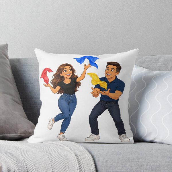Item preview, Love in Motion – Playful Scarf Juggling Couple designed and sold by cartooncouple.