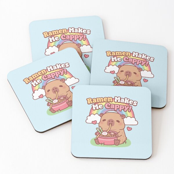 Item preview, Cute Capybara Eating Noodles Ramen Makes Me Cappy designed and sold by rustydoodle.