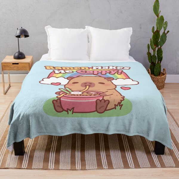 Item preview, Cute Capybara Eating Noodles Ramen Makes Me Cappy designed and sold by rustydoodle.