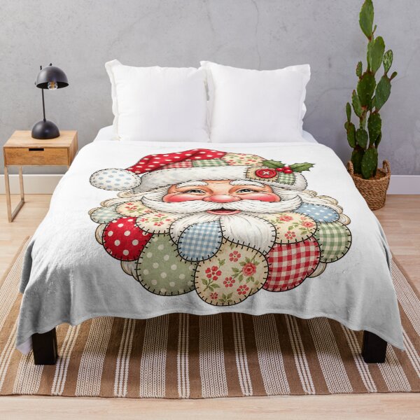 Item preview, Patchwork Santa, Vintage Christmas Santa Claus Sublimation, Floral Plaid Holiday designed and sold by DesignArtist.ia.
