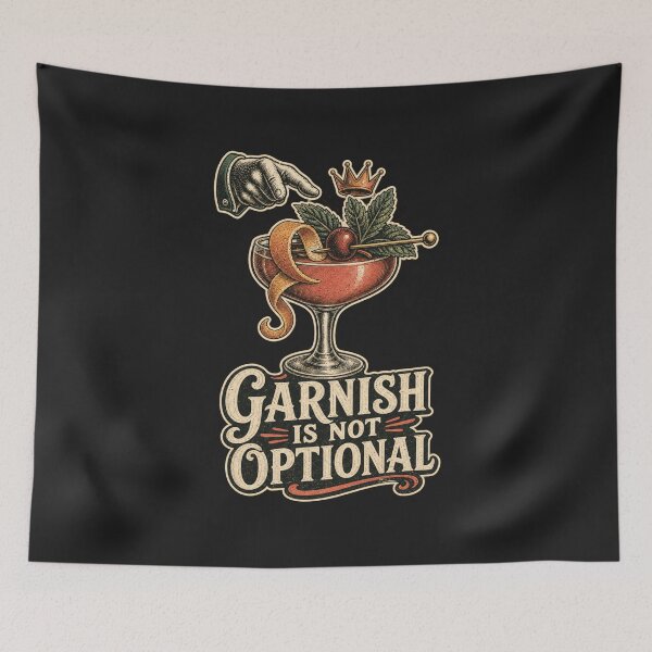 Item preview, Garnish Is Not Optional Shirt, Funny Bartender T-Shirt, Cocktail Garnish Humor Tee, Mixologist Gift Shirt, Vintage Cocktail Glass Graphic designed and sold by TshirtsLabs.