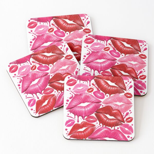Item preview, Pink Lipstick Kisses – Red Lips Pop Art Pattern designed and sold by Zaim4Fashion.