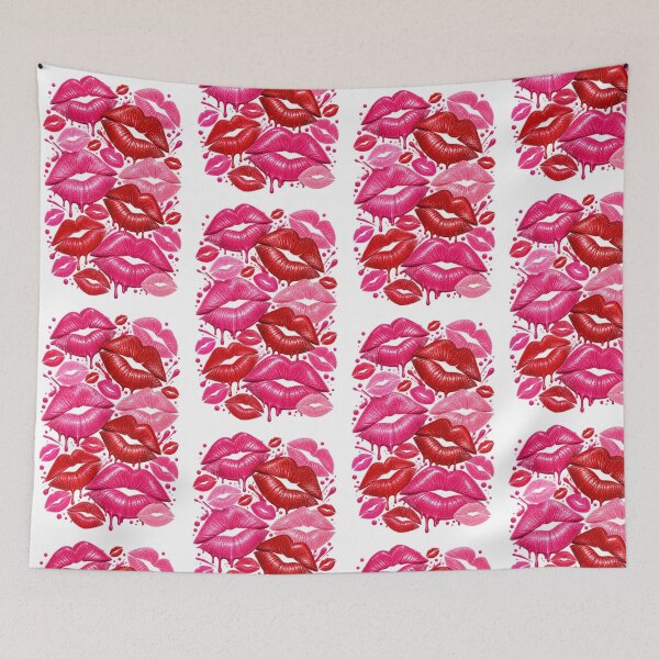 Item preview, Pink Lipstick Kisses – Red Lips Pop Art Pattern designed and sold by Zaim4Fashion.