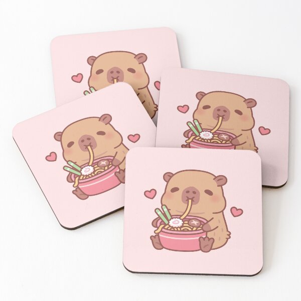 Item preview, Cute Capybara Loves Slurping Japanese Ramen Noodles designed and sold by rustydoodle.