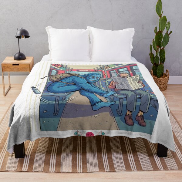 Item preview, Blue Bigfoot Public Transit Yoga Fail Funny Commuter Humor Art designed and sold by Whimsy Trail Co.