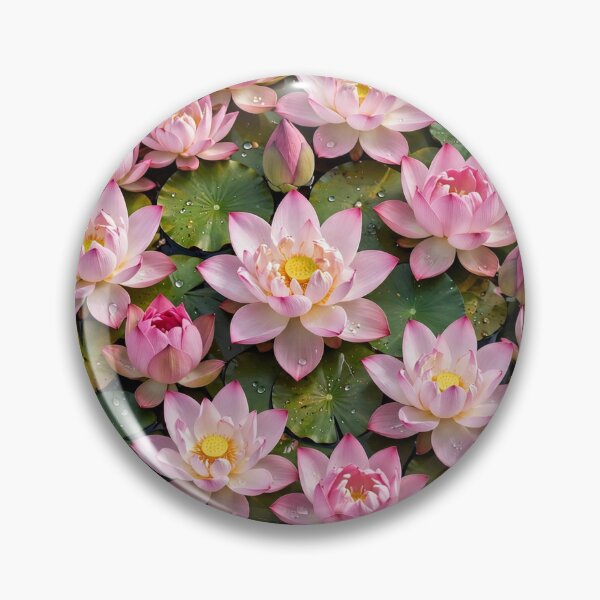 Item preview, Lotus Across the Canvas — Pink Lotus Blooms on Lily Pads designed and sold by Stevercortinas.
