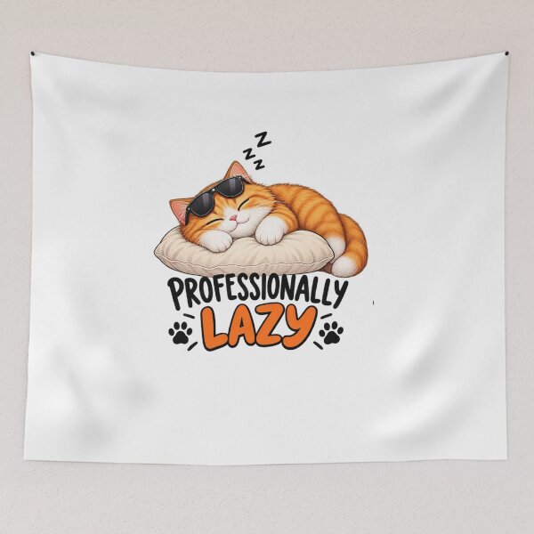 Item preview, Professionally Lazy Funny Cat Sleeping Design designed and sold by Artbysarmina.