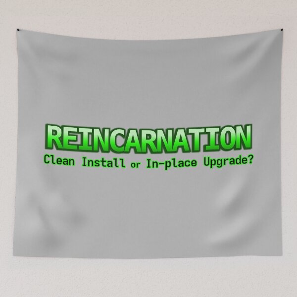 Item preview, Computer humour: Reincarnation - clean install or in-place upgrade? designed and sold by LittleGreyMan2026.