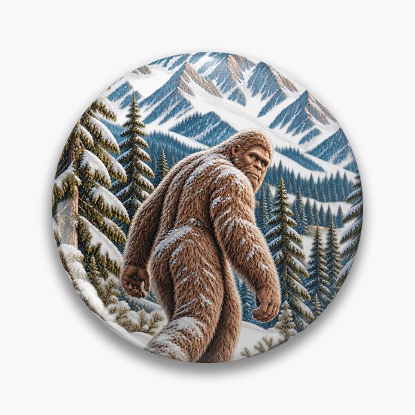 Item preview, Snowy Sasquatch in the Winter Bigfoot Mountain Forest designed and sold by VGAfanatic.