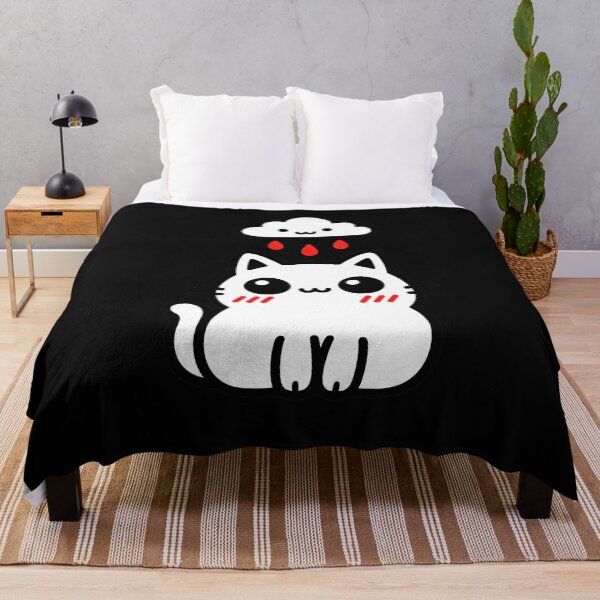 Item preview, Cute Kawaii Cat Under a Rain Cloud – Funny Minimalist Cat Doodle designed and sold by ColorSplash123.