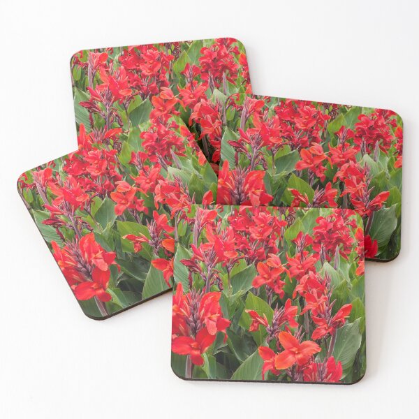 Item preview, Red Cannas Across the Canvas — Bright Red Canna Blooms designed and sold by Stevercortinas.