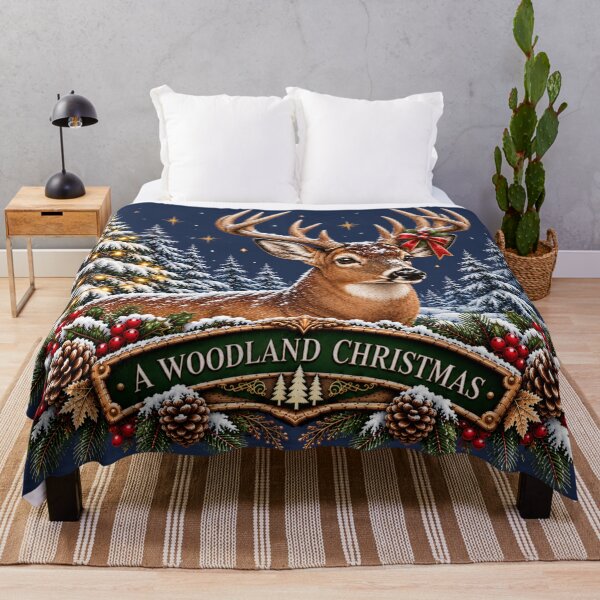 Item preview, Whitetail Deer Christmas Vintage Buck Woodland Winter Art designed and sold by CalmCapy Co.