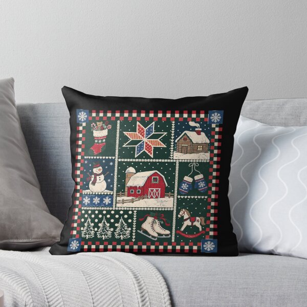 Item preview, Rustic Christmas Patchwork with Barn and Snowman designed and sold by DaphoLatara.