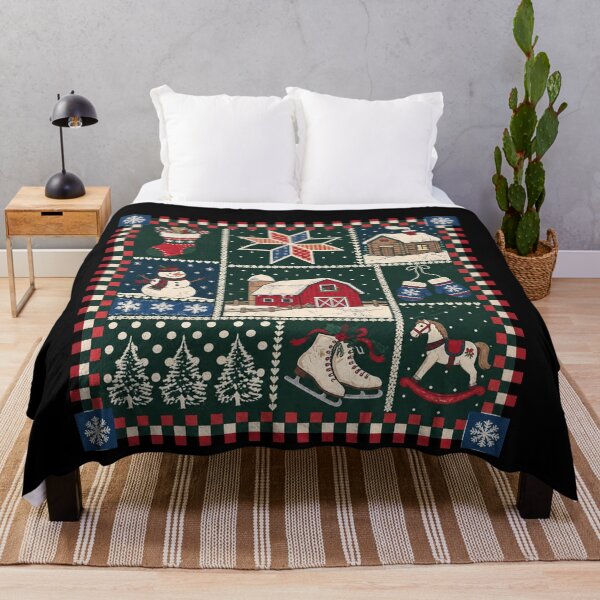 Item preview, Rustic Christmas Patchwork with Barn and Snowman designed and sold by DaphoLatara.