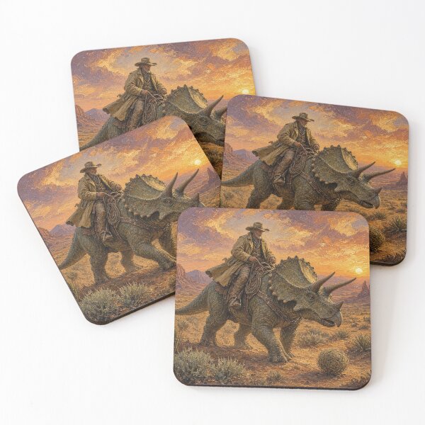 Item preview, Triceratops Trail Boss Cowboy Western Oil Painting designed and sold by UncleFizziwigs.