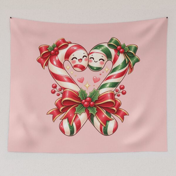 Item preview, Candy Cane Couple Heart Kawaii Christmas Cute Peppermint Love Design designed and sold by MagicMakerPh.