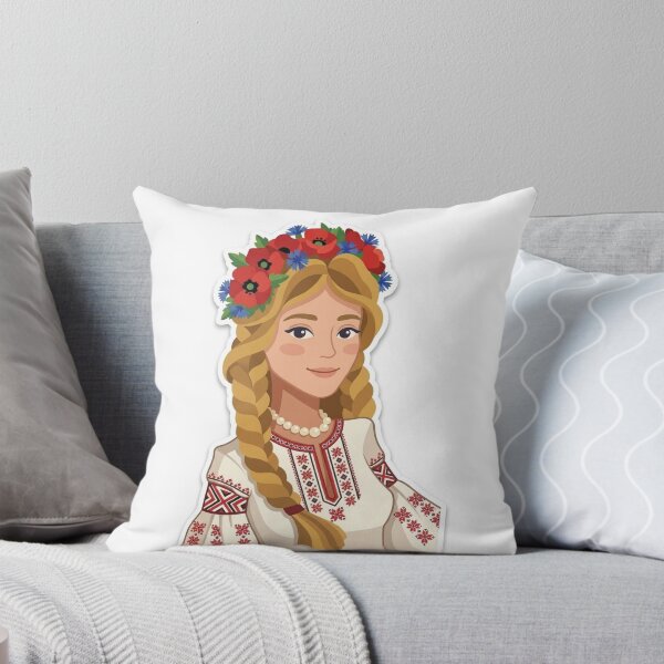 Item preview, Ukrainian Girl in Traditional Vyshyvanka with Floral Wreath Vector Art designed and sold by ElenMart.