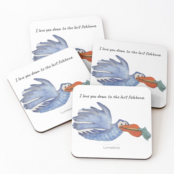Item preview, Funny Pelican Love Quote | I Love You Down To The Last Fishbone | Cute Watercolor Bird designed and sold by lumekind.