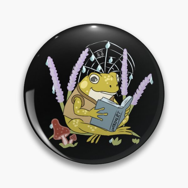 Item preview, Frog Reading Book Cottagecore Illustration With Lavender Spider Web and Mushrooms designed and sold by LeshanArt.