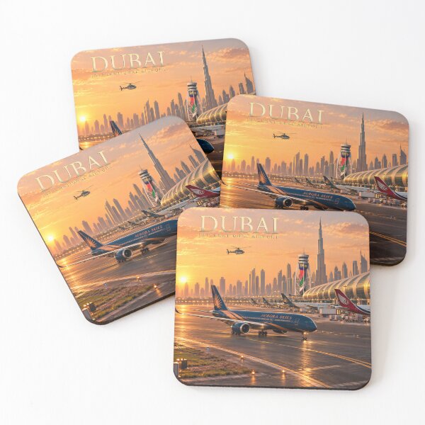 Item preview, Dubai Sunset Airport Skyline Illustration designed and sold by TrendyDesigns Studio.