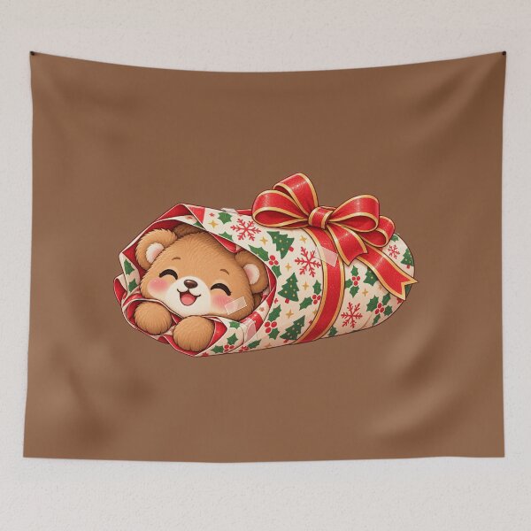 Item preview, Bear Wrapped in Wrapping Paper Kawaii Christmas Cute Burrito Gift Design designed and sold by MagicMakerPh.