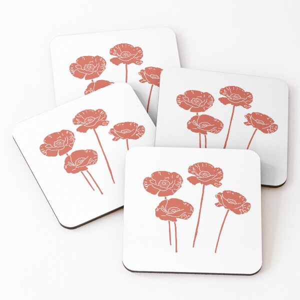 Item preview, Dark Coral Poppy Minimalist Botanical Illustration designed and sold by  CharlottePorterArt.