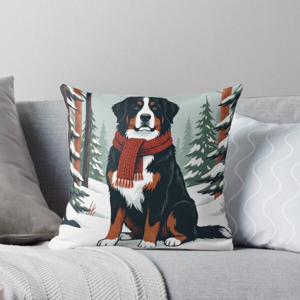 Item preview, Bernese Mountain Dog in Winter Scarf Art designed and sold by AIG - Andrei Ilie Graphics.