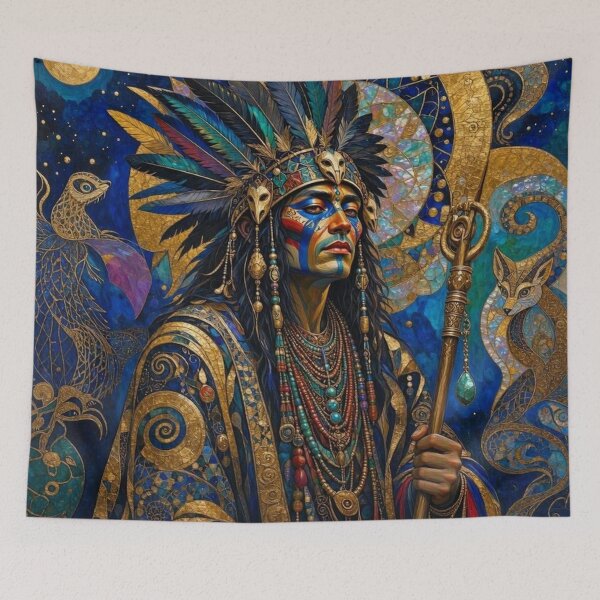 Item preview, Tribal Shaman Psychedelic Art designed and sold by TheDarkWardrobe.
