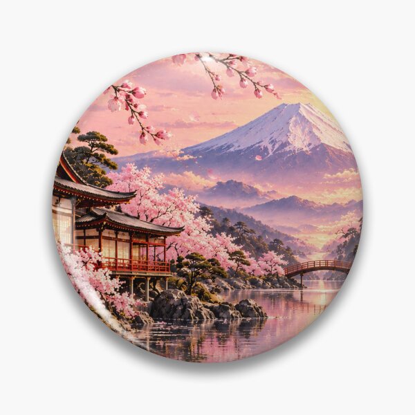 Item preview, Sakura Dreams – Pastel Pink Japanese Cherry Blossom Landscape designed and sold by Bizzfora - Shrewdnia POD.