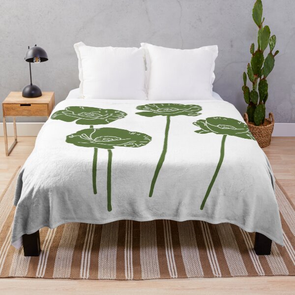 Item preview, Camo Green Poppy Minimalist Botanical Illustration designed and sold by CharlottePorterArt.