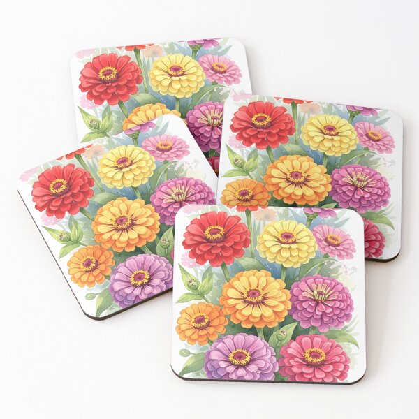 Item preview, Jewel Tone Zinnia Bouquet in Red Pink and Gold designed and sold by VelloomStore.