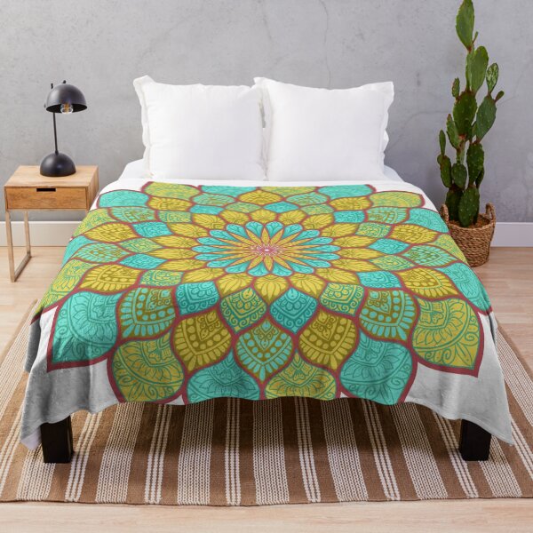 Item preview, Turquoise Yellow Floral Mandala Art designed and sold by Nehahabib.