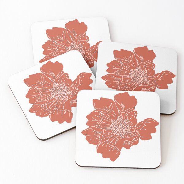 Item preview, Dark Coral Floral Botanical Minimalist Illustration designed and sold by  CharlottePorterArt.