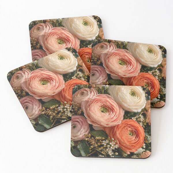 Item preview, Ranunculus Bouquet – Blush, Coral & Ivory Floral Art designed and sold by Bizzfora.
