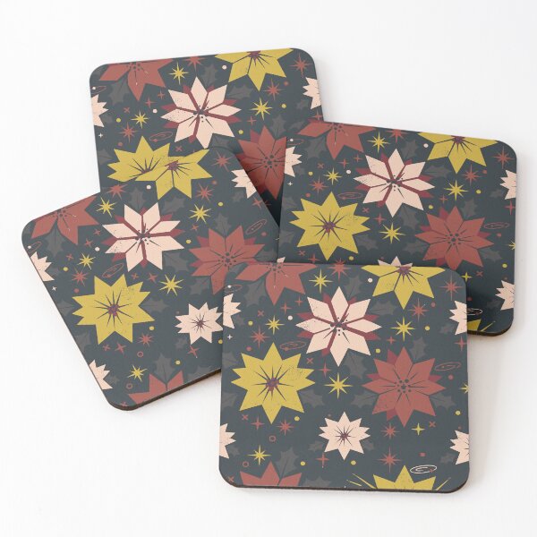 Item preview, Magical starry poinsettia retro holiday midnight dreams designed and sold by Pattique.