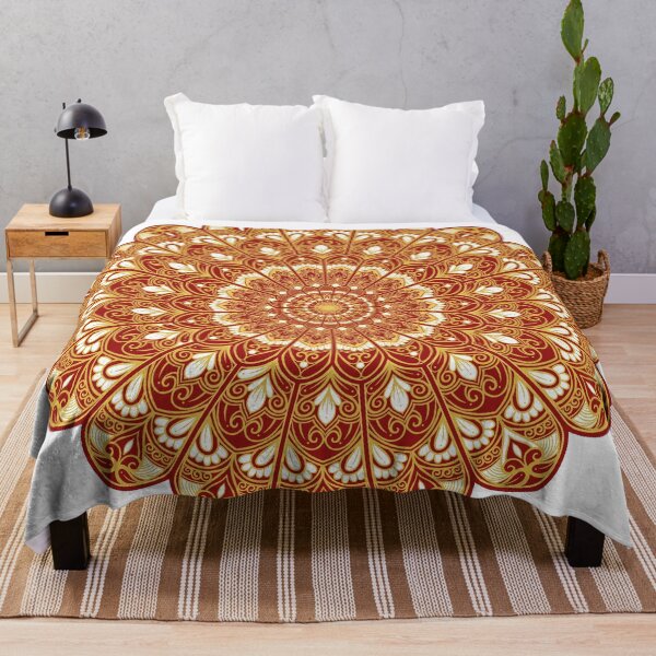 Item preview, Ruby Red and Antique Gold Floral Mandala designed and sold by Nehahabib.