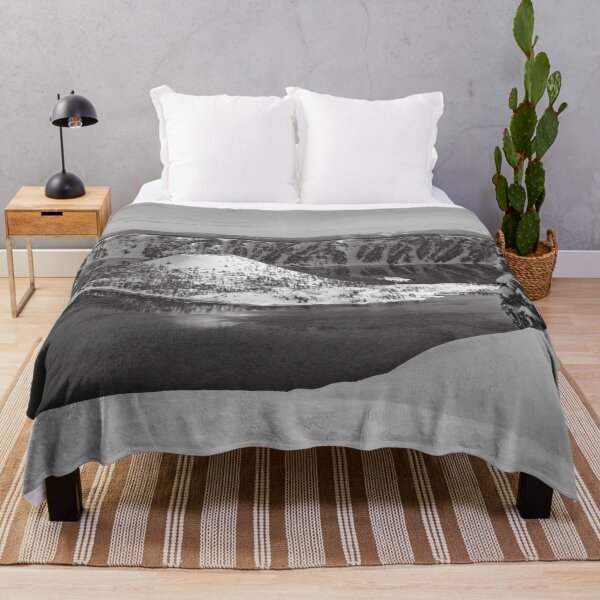 Item preview, A view of Wizard Island covered in snow, Crater Lake, Oregon alpine mountain black and white photograph designed and sold by Astrid Arkhangelsky.