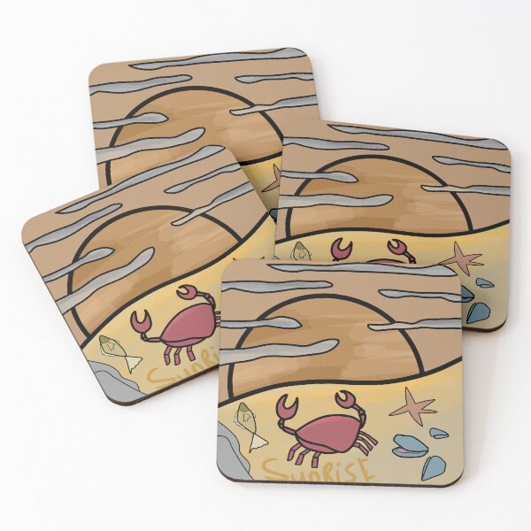 Item preview, Little Red Crab Coastal SunRise Vibe designed and sold by yazisaziart.