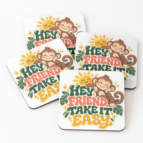 Item preview, Hey Friend, Take It Easy – Relaxed Monkey Quote Design designed and sold by Atlant11.