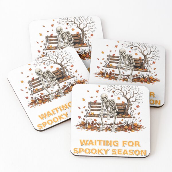 Item preview, Waiting for Spooky Season - Bored Skeleton on a Bench designed and sold by LifebyDesigning.