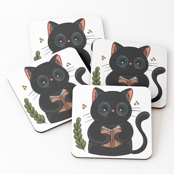 Item preview, Cute Black Cat Reading a Book - Kawaii Book Lover designed and sold by Amanda | Branding& Ilustración.