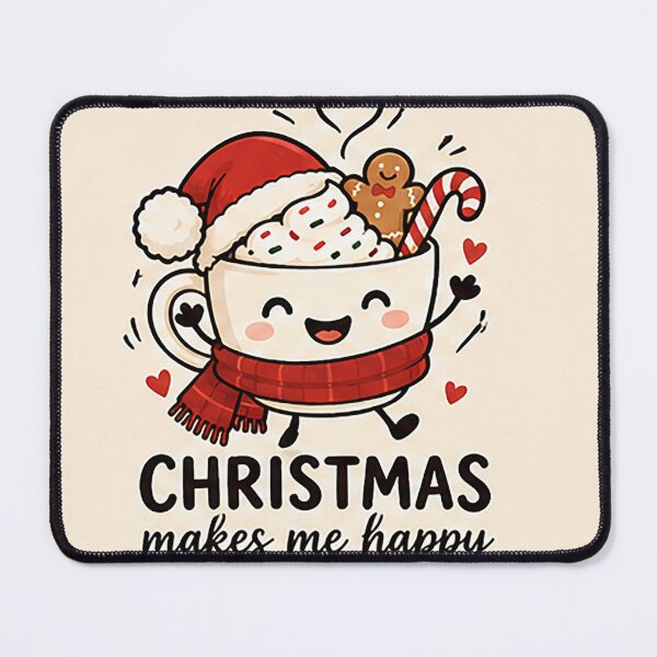 Item preview, Christmas Makes Me Happy – Cute Kawaii Hot Chocolate Cup designed and sold by Sara-Ai.