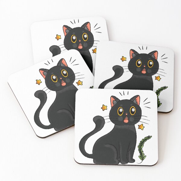 Item preview, Surprised Black Cat with Stars - Cute Kawaii Witchy Cat designed and sold by Amanda | Branding& Ilustración.