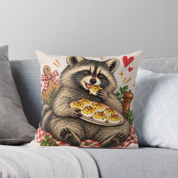 Item preview, Funny Thanksgiving Raccoon with Deviled Eggs, Cute Trash Panda Holiday Food Humor, Retro Fall Thanksgiving Dinner, Silly Raccoon Lover Gift designed and sold by Cchotlan.