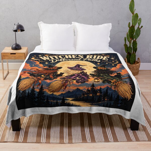 Item preview, Witches Ride Different Paths – Vintage Witchcore Moonlight Art designed and sold by PaginaBrew.