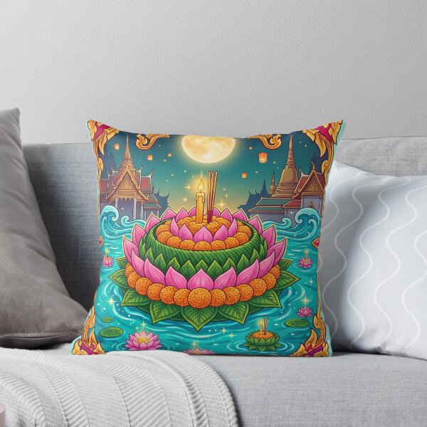 Item preview, Ornate Thai Lotus Krathong – Vibrant Traditional Festival Illustration designed and sold by Koalangel.