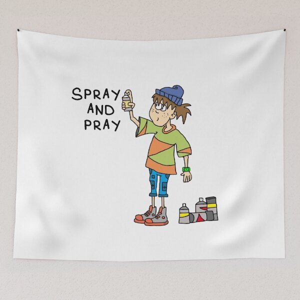 Item preview, Spray And Pray | Funny Graffiti Artist Visual Pun Sticker designed and sold by MyxaART.