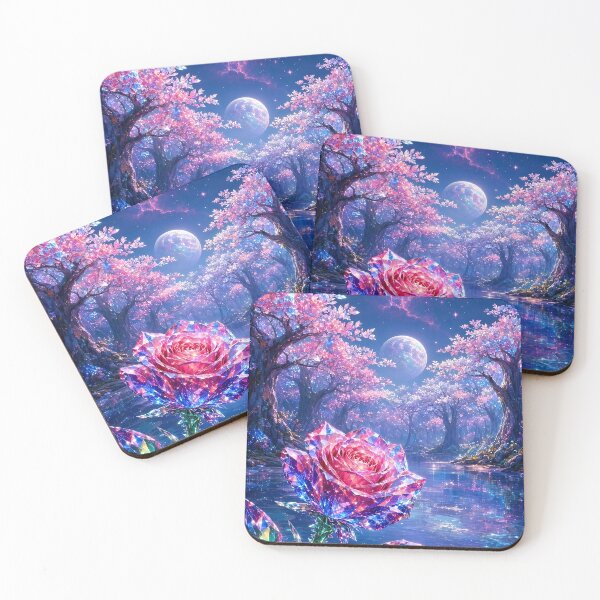 Item preview, Enchanted Crystal Rose Magical Nebula Forest Artwork designed and sold by MysticSpellsArt.
