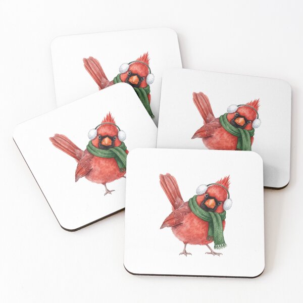 Item preview, Green Earmuffs Cardinal designed and sold by Tiffany Roy.